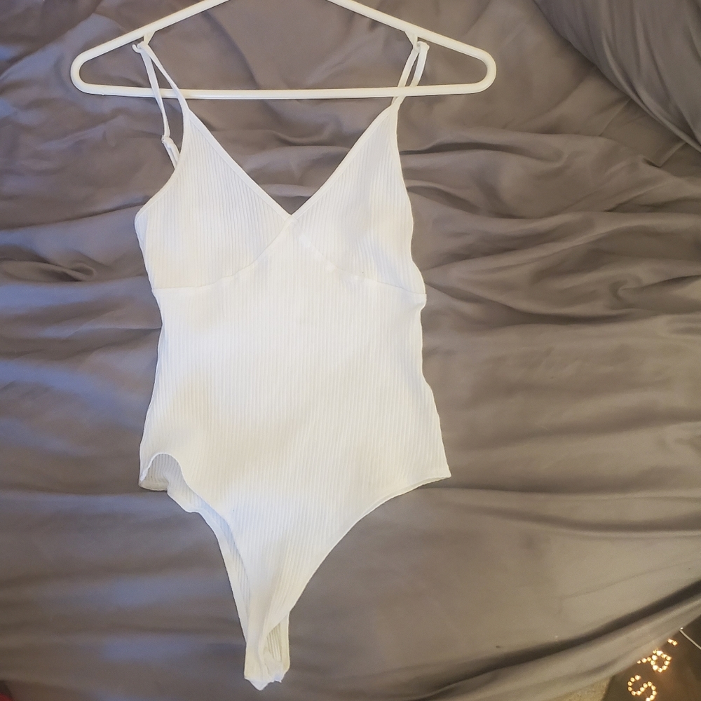 White Ribbed Bodysuit